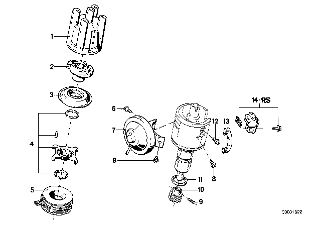 1984 BMW 318i Distributor Diagram for 12111711231