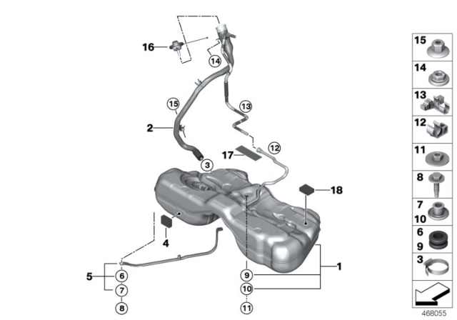 2019 BMW Alpina B7 Fuel Tank Mounting Parts Diagram