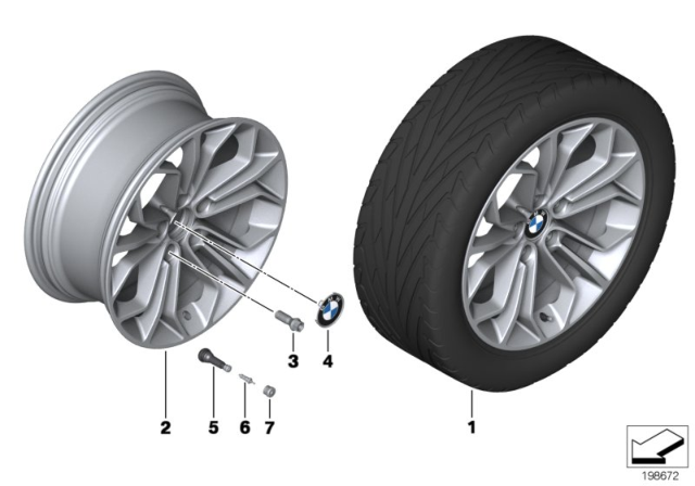 2013 BMW X1 Disc Wheel, Light Alloy, Bright-Turned Diagram for 36116789147