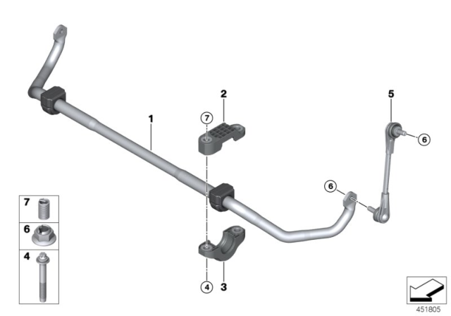 2018 BMW 540i Stabilizer, Front Diagram