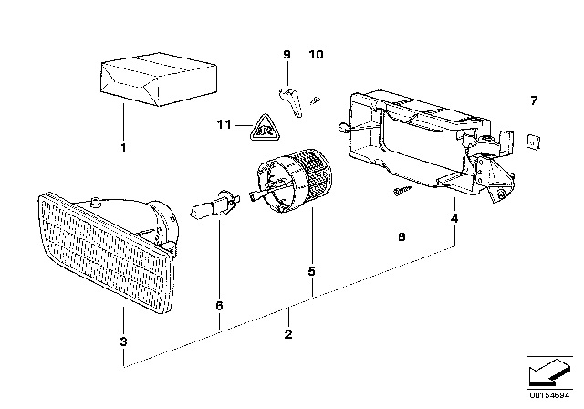 1993 BMW 325i Single Parts, Fog Lights Diagram