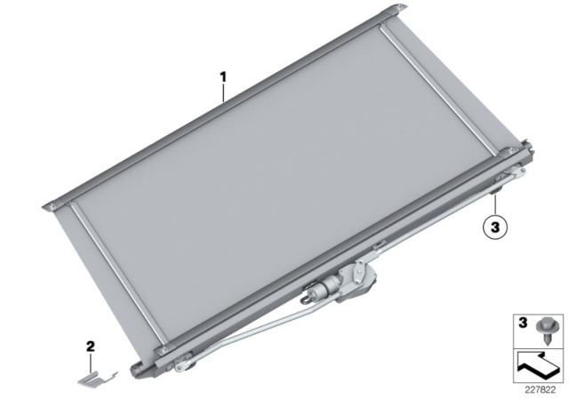 2016 BMW 550i Roller Sun Blind, Storage Shelf Diagram