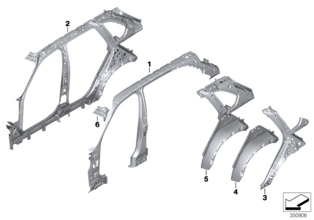 2015 BMW X5 M Single Components For Body-Side Frame Diagram