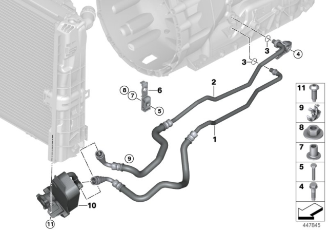 2009 BMW 328i Oil Cooling Pipe Outlet Diagram for 17227577636