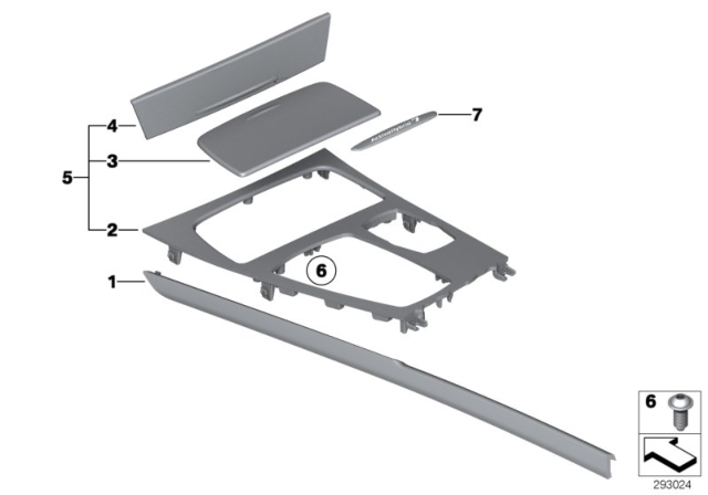 2011 BMW 750Li Decorative Trims, Centre Console Diagram