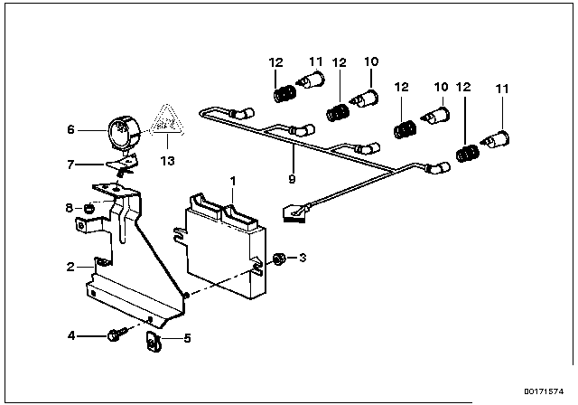 1995 BMW 318ti Park Distance Control (PDC) Diagram
