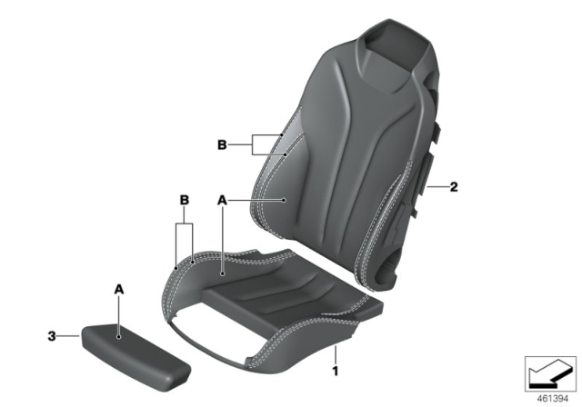 2019 BMW 430i Individual Sports Seat Cover, Front Diagram 2