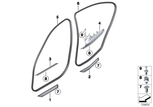 2018 BMW 340i GT xDrive COVER MOLDING, SILL, INNER R Diagram for 51477312313