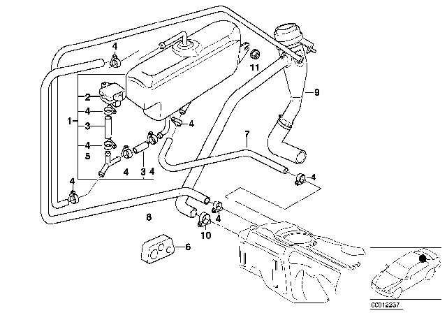 1999 BMW 318ti Expansion Tank / Tubing Diagram 2