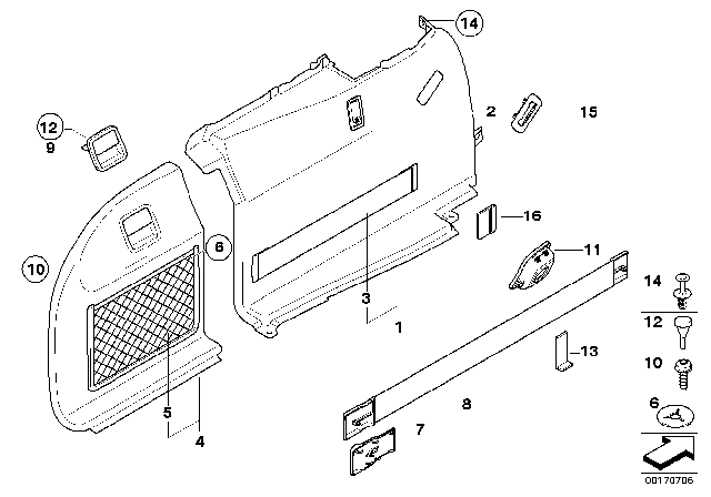 2008 BMW 535xi Right Trunk Flap Diagram for 51476968340