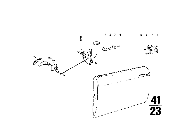 1967 BMW 1602 Front Door Control / Door Lock Diagram 2