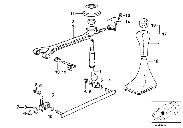 1994 BMW 540i Gearshift, Mechanical Transmission Diagram 2