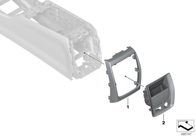 2020 BMW M340i Mounted Parts For Centre Console Diagram