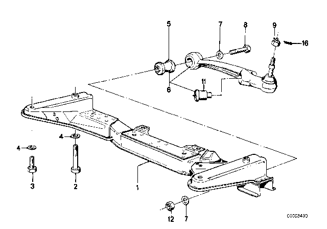 1983 BMW 320i Rubber Mounting Diagram for 31121123037