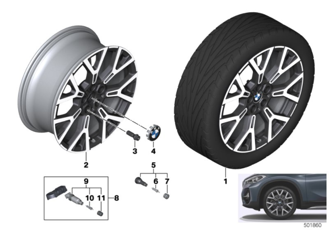 2020 BMW X1 DISK WHEEL, LIGHT ALLOY, IN Diagram for 36106883003