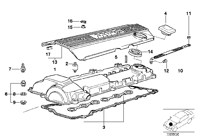 1994 BMW 325i Cylinder Head Cover Diagram