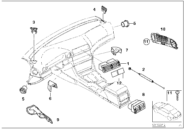 1998 BMW 540i Outflow Nozzles / Covers Diagram