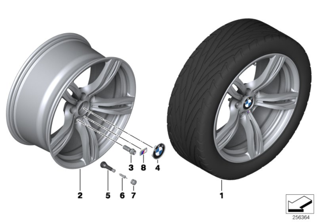 2014 BMW M5 Disc Wheel Light Alloy Schiefer Grey Diagram for 36112283999