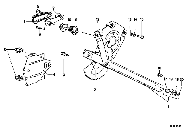 1979 BMW 320i Door Window Lifting Mechanism Diagram 3