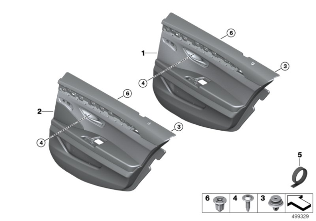 2015 BMW 535d Door Trim, Rear Diagram 1