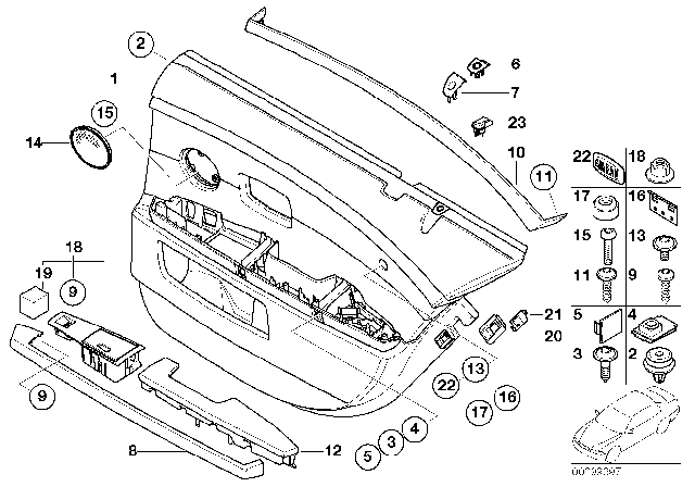 2007 BMW Alpina B7 Door Lining Leather Rear Left Diagram for 51429153593