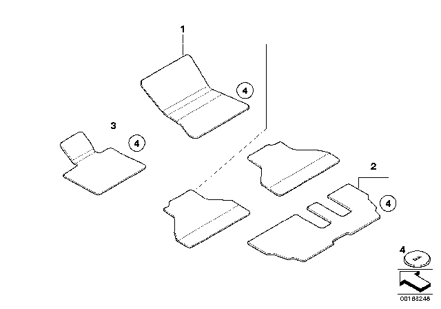 2010 BMW X5 Floor Mats Velours Diagram