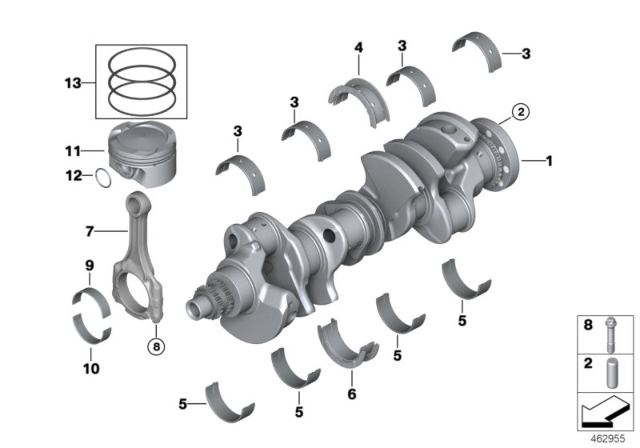 2019 BMW X7 Crankshaft Drive - Connecting Rod / Piston Diagram