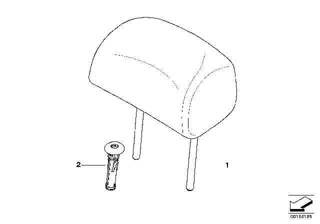 2010 BMW X5 Seat, Rear, Head Restraint Diagram