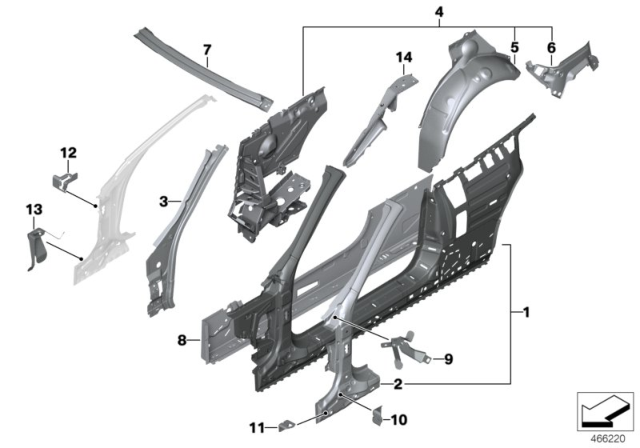2015 BMW M4 Bracket, Side Panel, Top Right Diagram for 41217347366