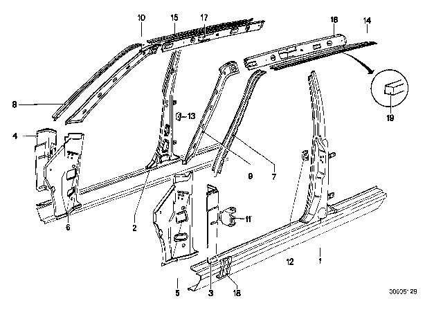 1980 BMW 528i Covering Left Diagram for 51131874087