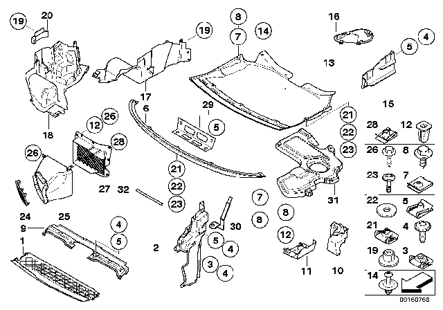 2005 BMW 760i Shielding, Engine Compartment / Air Ducts Diagram