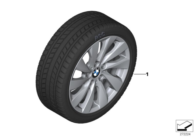 2016 BMW 228i xDrive Winter Wheel With Tire Turbine Spoke Diagram