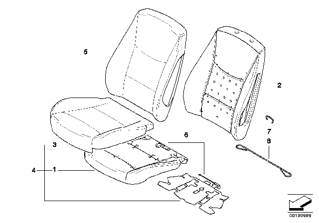 2012 BMW 328i xDrive Seat, Front, Cushion & Cover Diagram 3