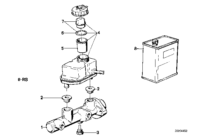 1984 BMW 325e Brake Master Cylinder / Expansion Tank Diagram