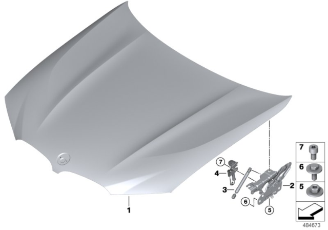 2020 BMW X4 Left Engine Hood Hinge Diagram for 41617475791