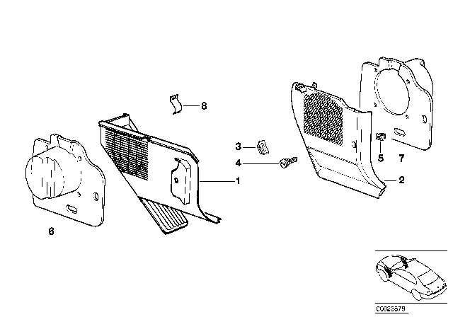 1994 BMW 325i Trim Panel Leg Room Diagram