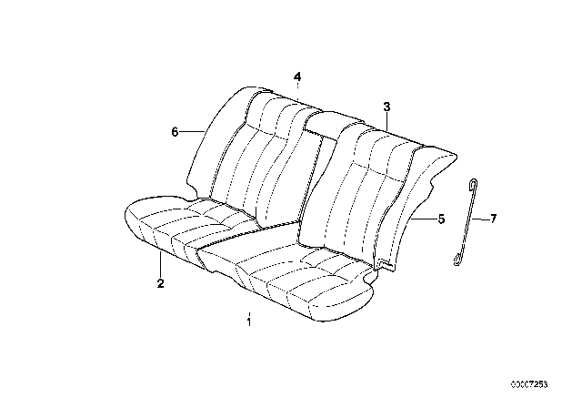 1991 BMW 525i Through-Loading Facility - Seat Cover Diagram