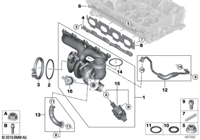 2020 BMW X1 EXCHANGE TURBOCHARGER WITH E Diagram for 11658629966