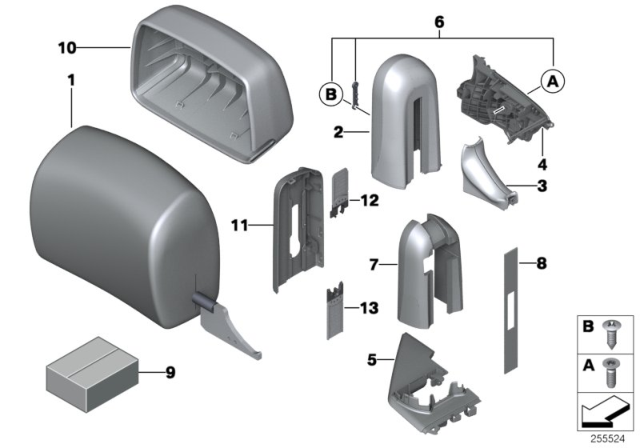 2010 BMW 328i Seat, Front, Head Restraint Diagram