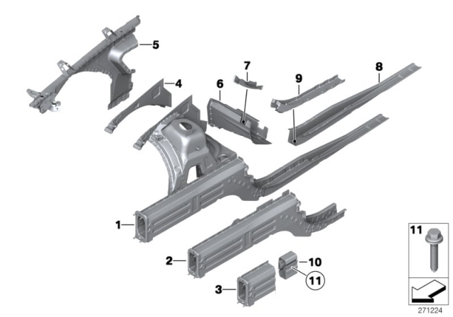 2013 BMW X1 Wheelhouse / Engine Support Diagram