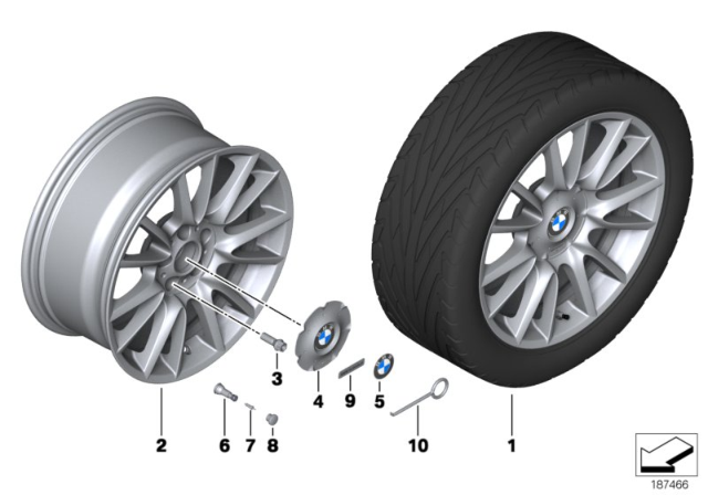 2009 BMW 750Li BMW LA Wheel, Individual, V-Spoke Diagram 2