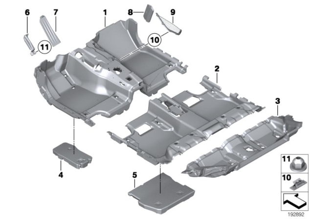 2010 BMW 550i GT Floor Covering Diagram
