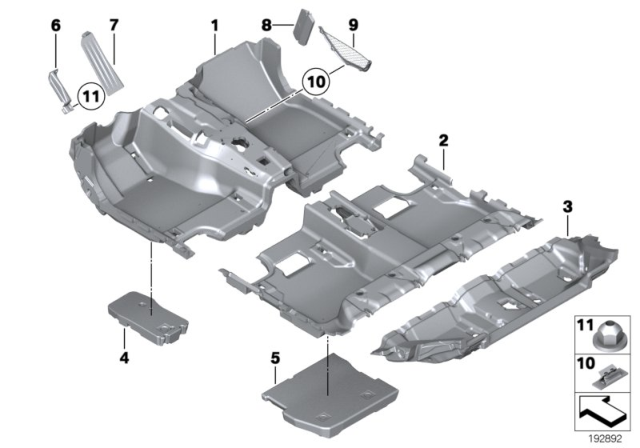 2012 BMW 550i GT xDrive Floor Trim, Front Diagram for 51477220468