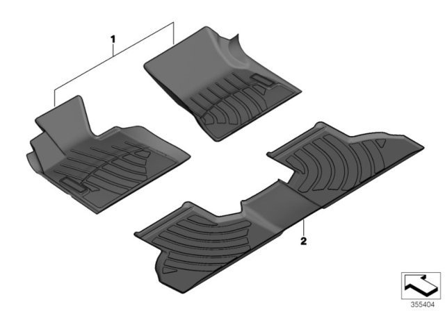 2014 BMW X5 Plastic Floor Liners Diagram