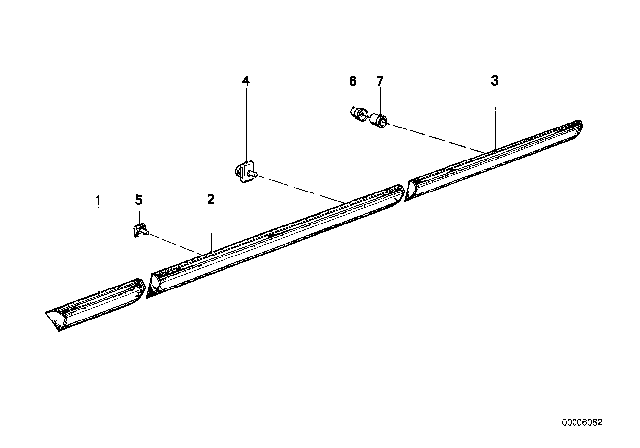 1985 BMW 528e Moulding Rocker Panel - Fender / Door / Covering Diagram