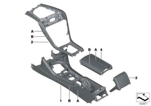 2020 BMW M850i xDrive Individual Option Centre Console Leather Diagram