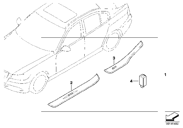 2009 BMW 328i xDrive Illuminated Door Sill Strip Diagram