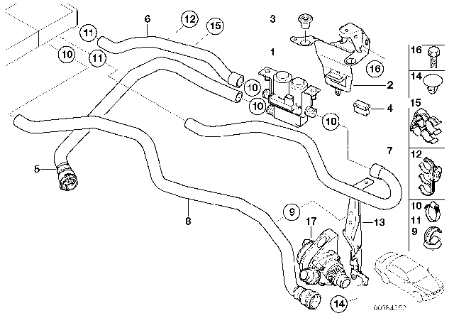 2003 BMW X5 Water Valve / Water Hose Diagram 1