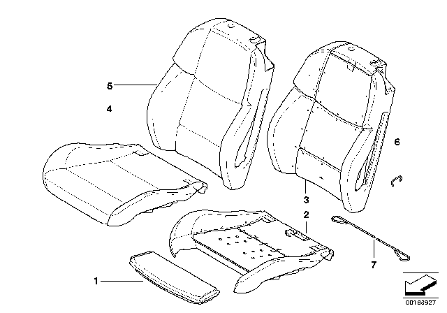 2008 BMW M3 Seat, Front, Cushion & Cover Diagram 1