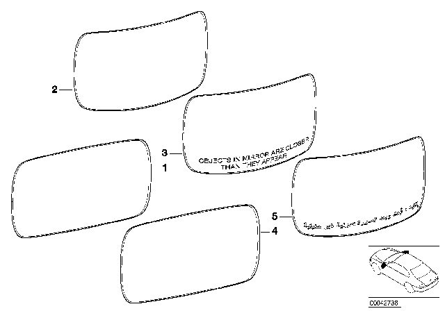 2003 BMW 325Ci Mirror Glass Diagram 1